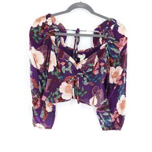 Band Of Free Floral Print Crop‎ Top Womens Med Boho Bohemian Milkmaid Cottage NW